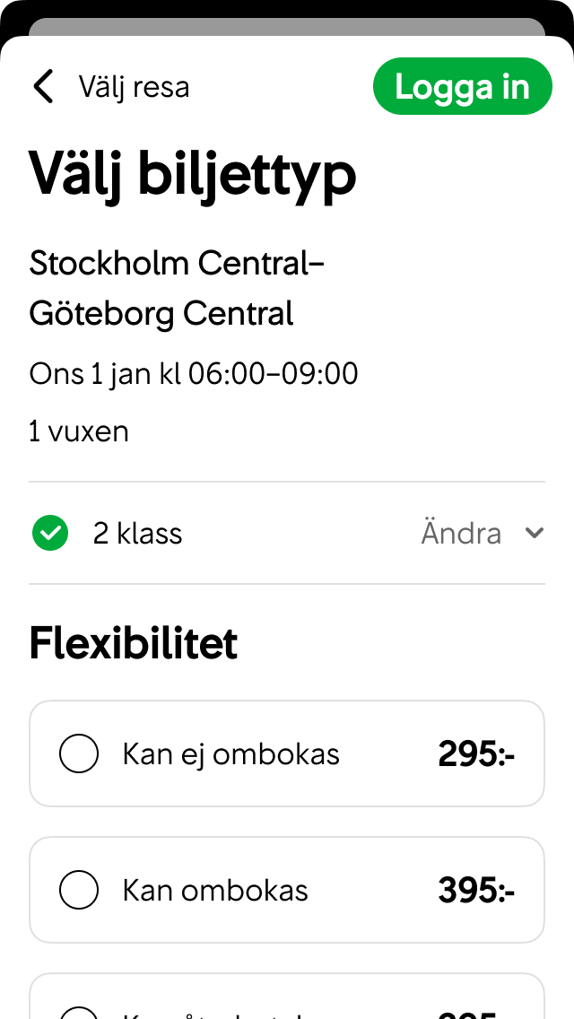 Vi visar en grön checkmark framför alla val som användaren är klar med.
