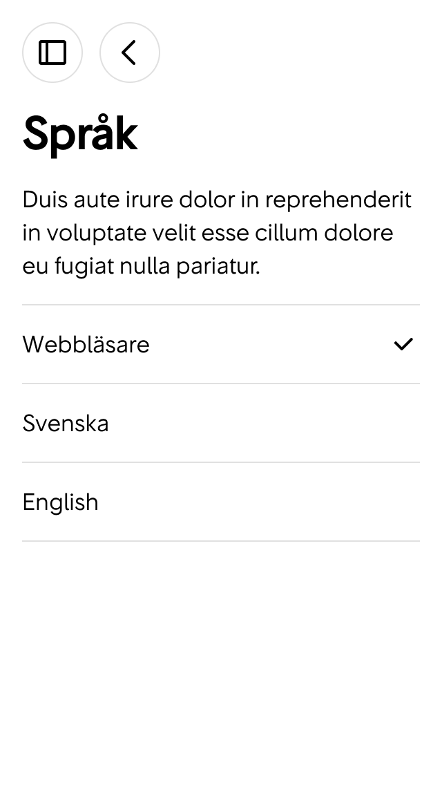 2. Här kan användaren ändra inställningar för språk.