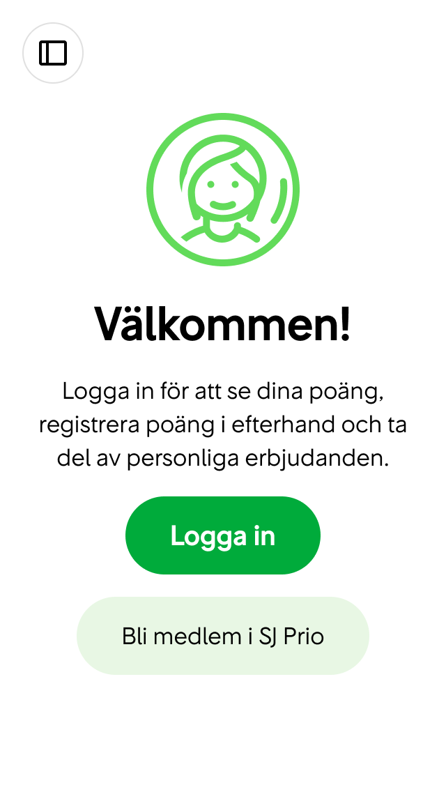 Användaren går in på Konto-sidan utan att ha loggat in.
