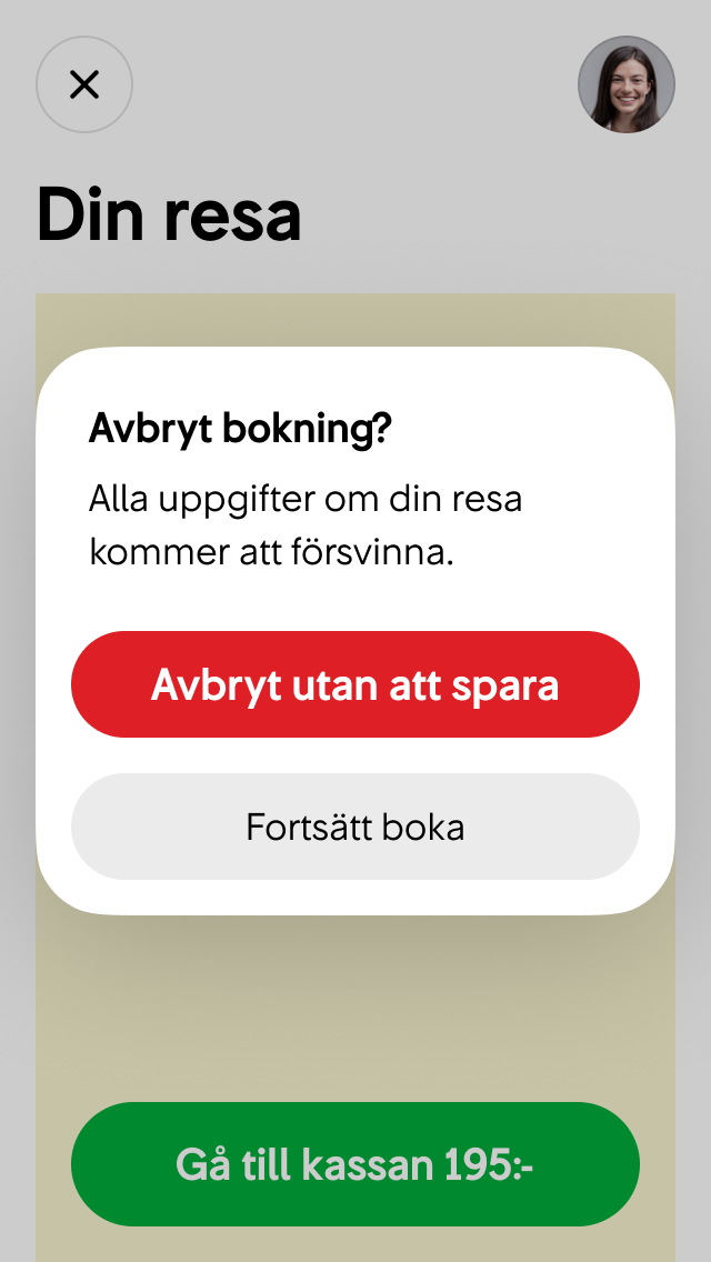 2. En alert öppnas där användaren kan bekräfta sitt val.