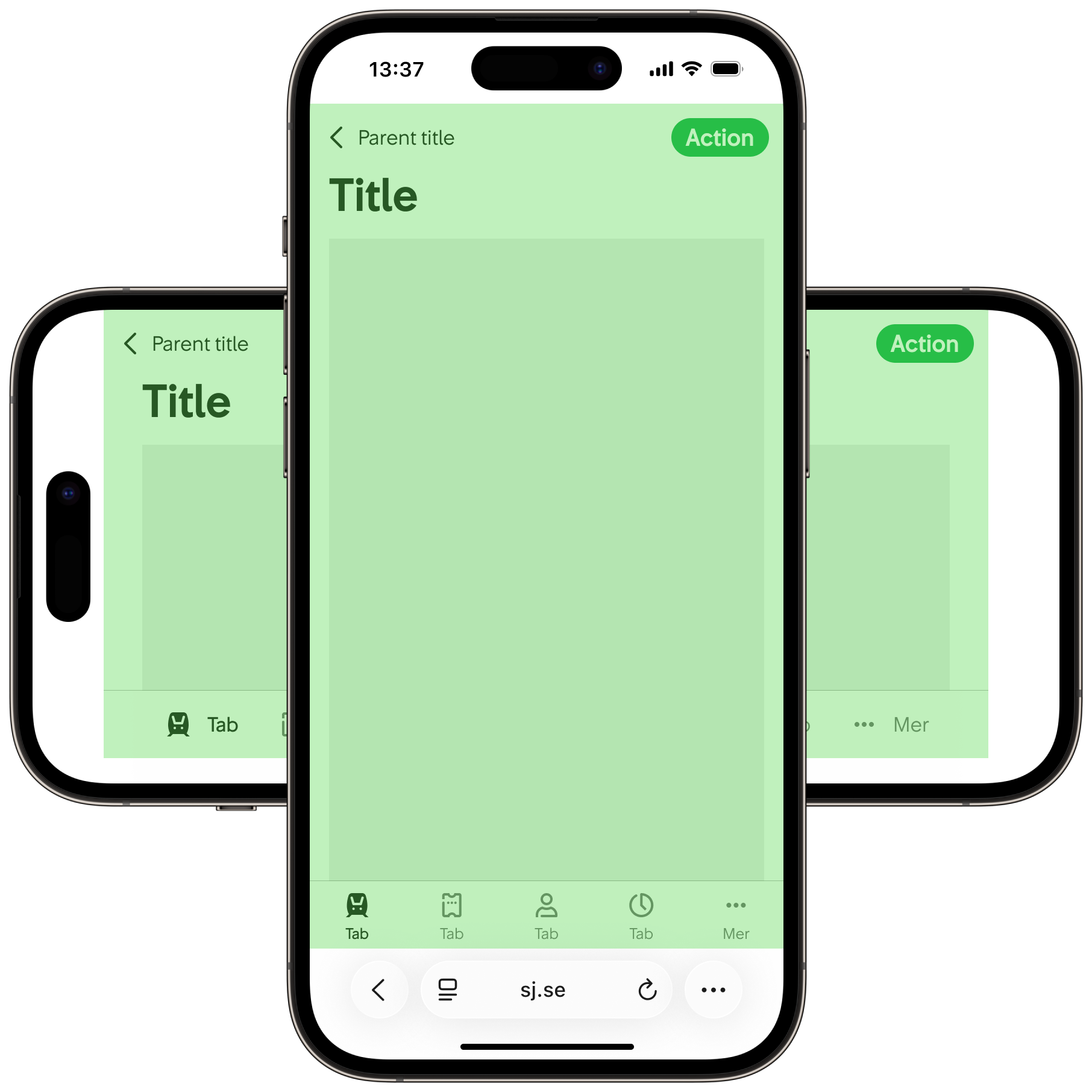 Ett säkert område (safe area) definierar området inom en vy som inte täcks av operativsystemets eller webbläsarens reglage.