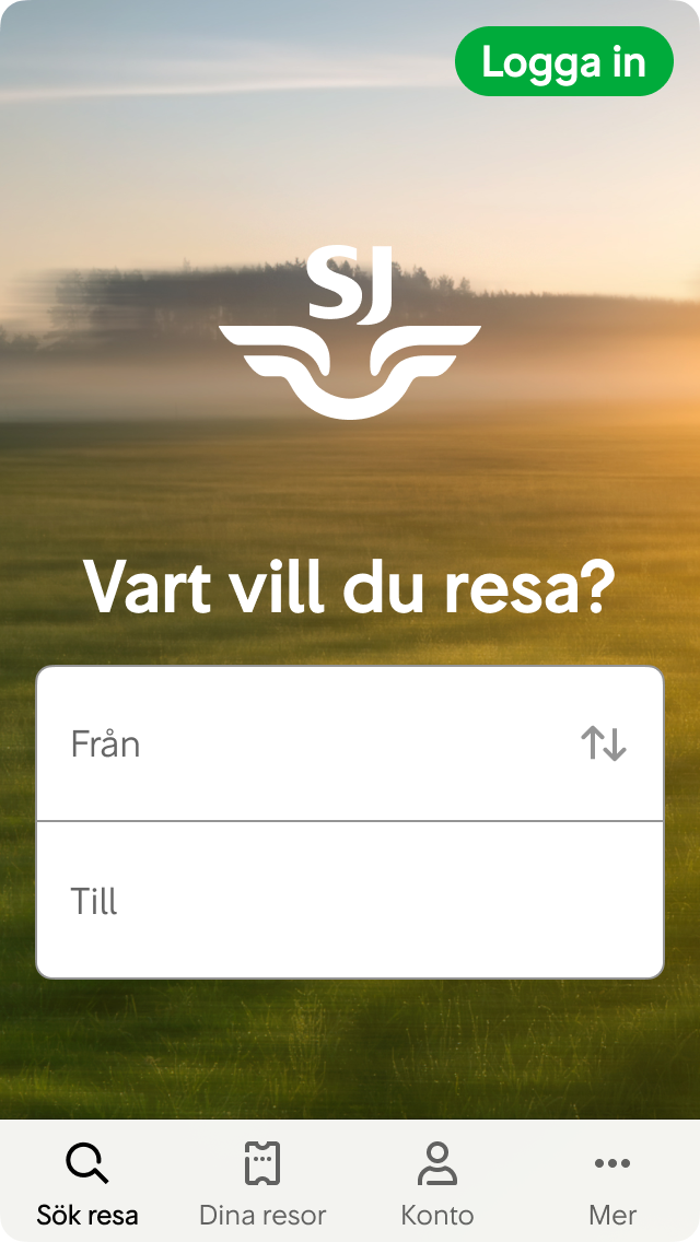 Logga in-knapp på startsidan.