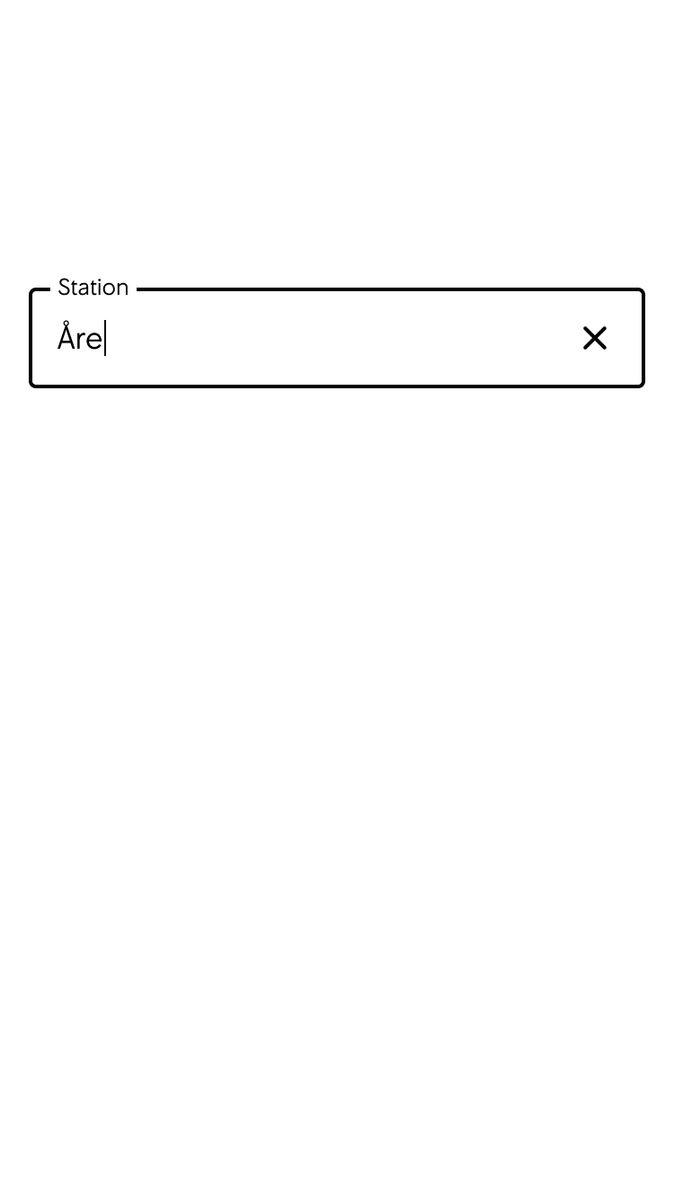 5. Inmatningsfältet visar den valda stationen.