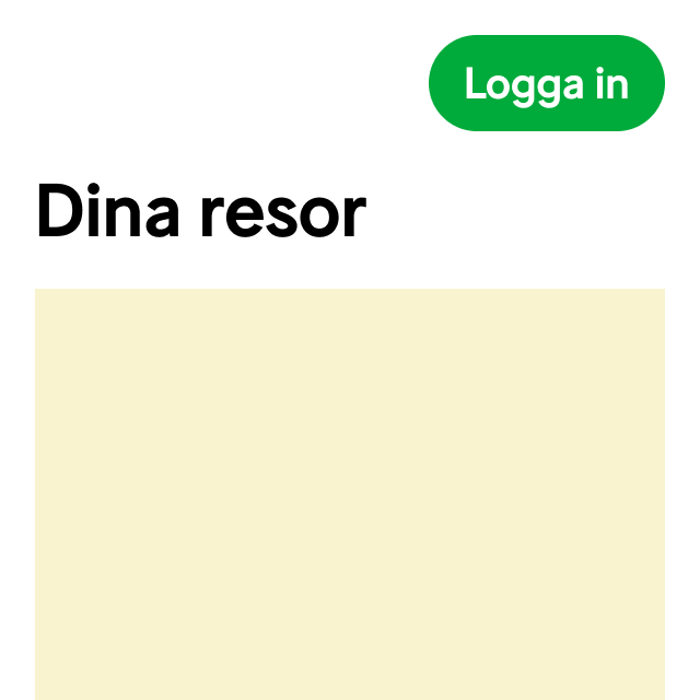 3. Användaren är tillbaka på Dina resor-sidan.