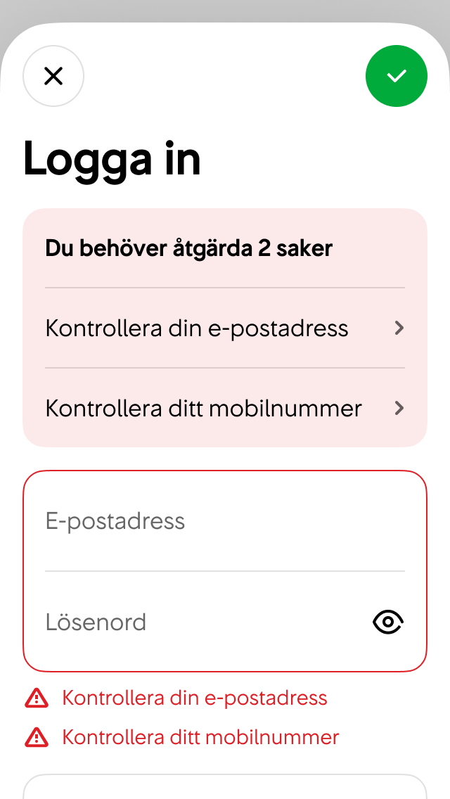 Exempel på validering