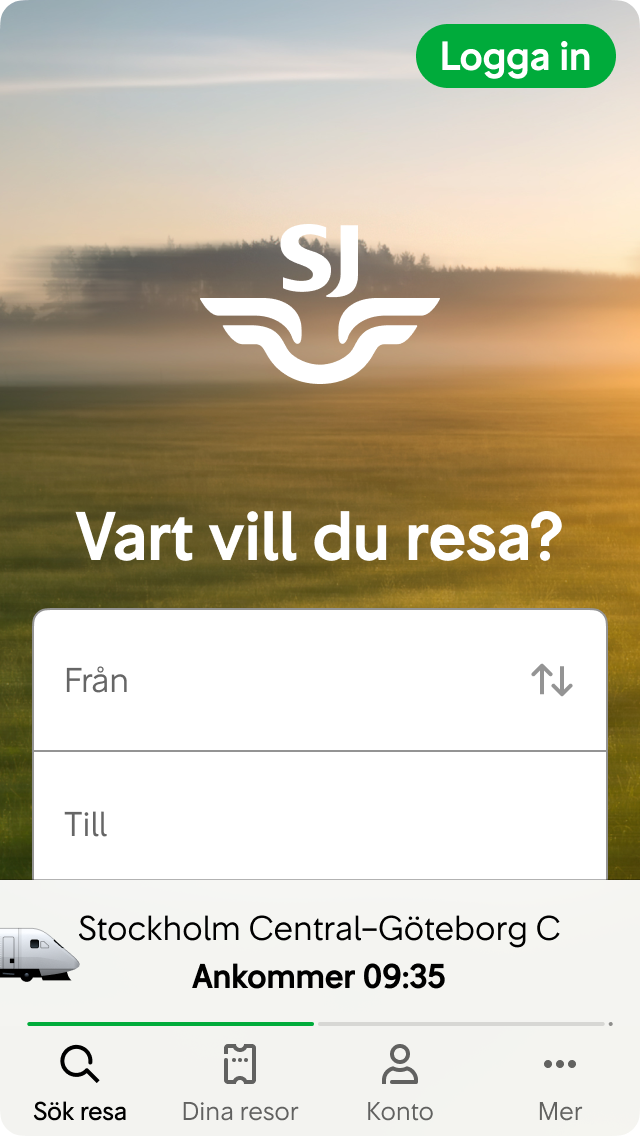 Vi visar en Meter-komponent i resläget för att visa hur långt tåget har färdats.