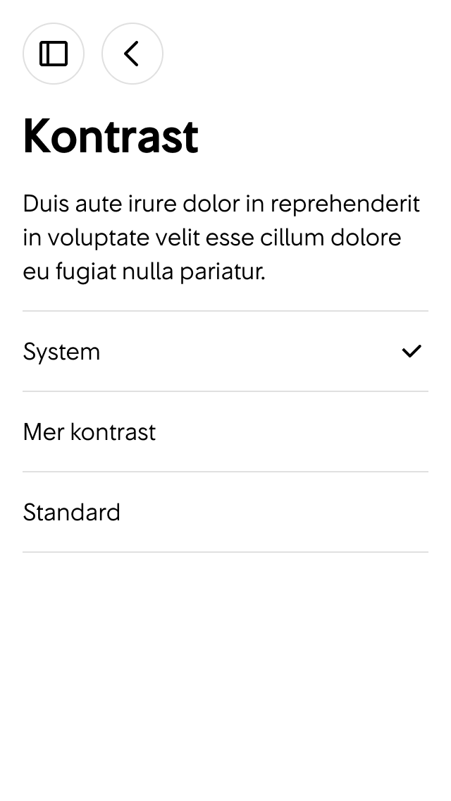 2. Här kan användaren ändra inställningar för kontrast.