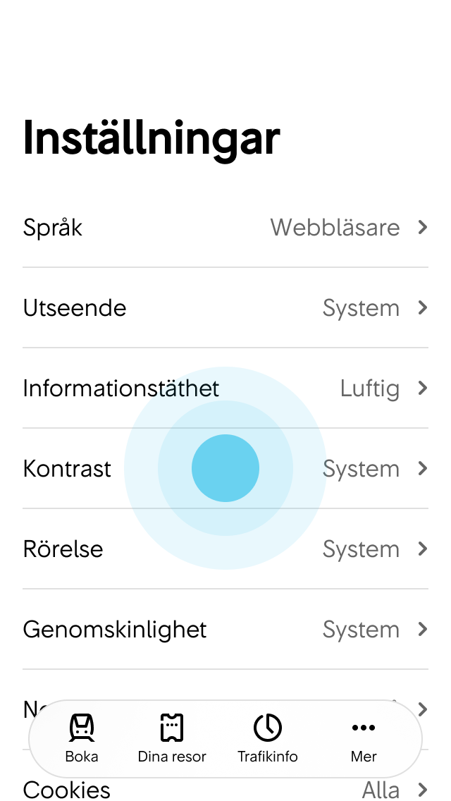 1. Användaren trycker på Kontrast.