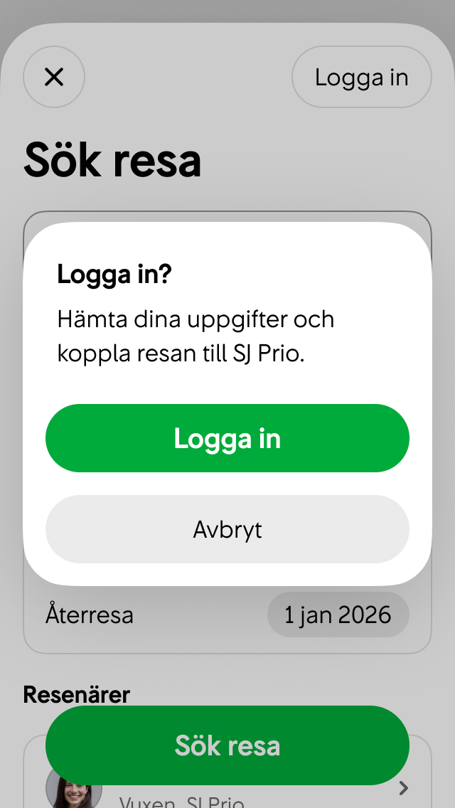 Logga in - exempel med alert
