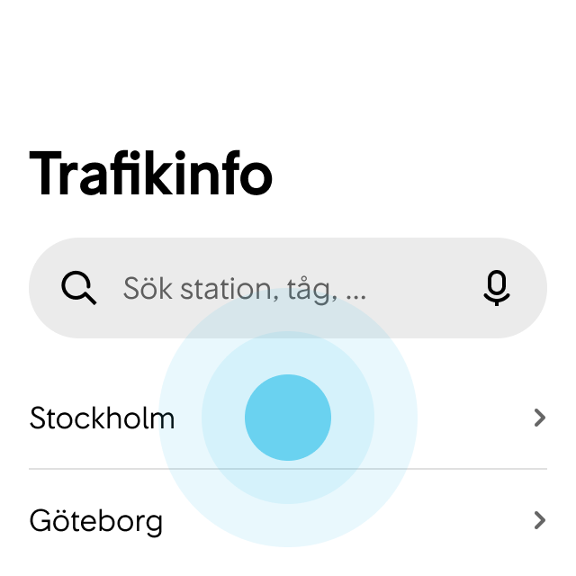 1. Användaren trycker på Stockholm.
