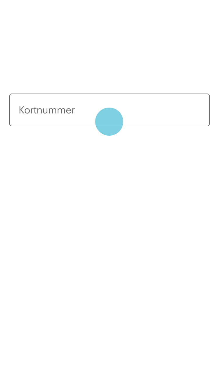 1. Användaren trycker på inmatningsfältet för betalkort.