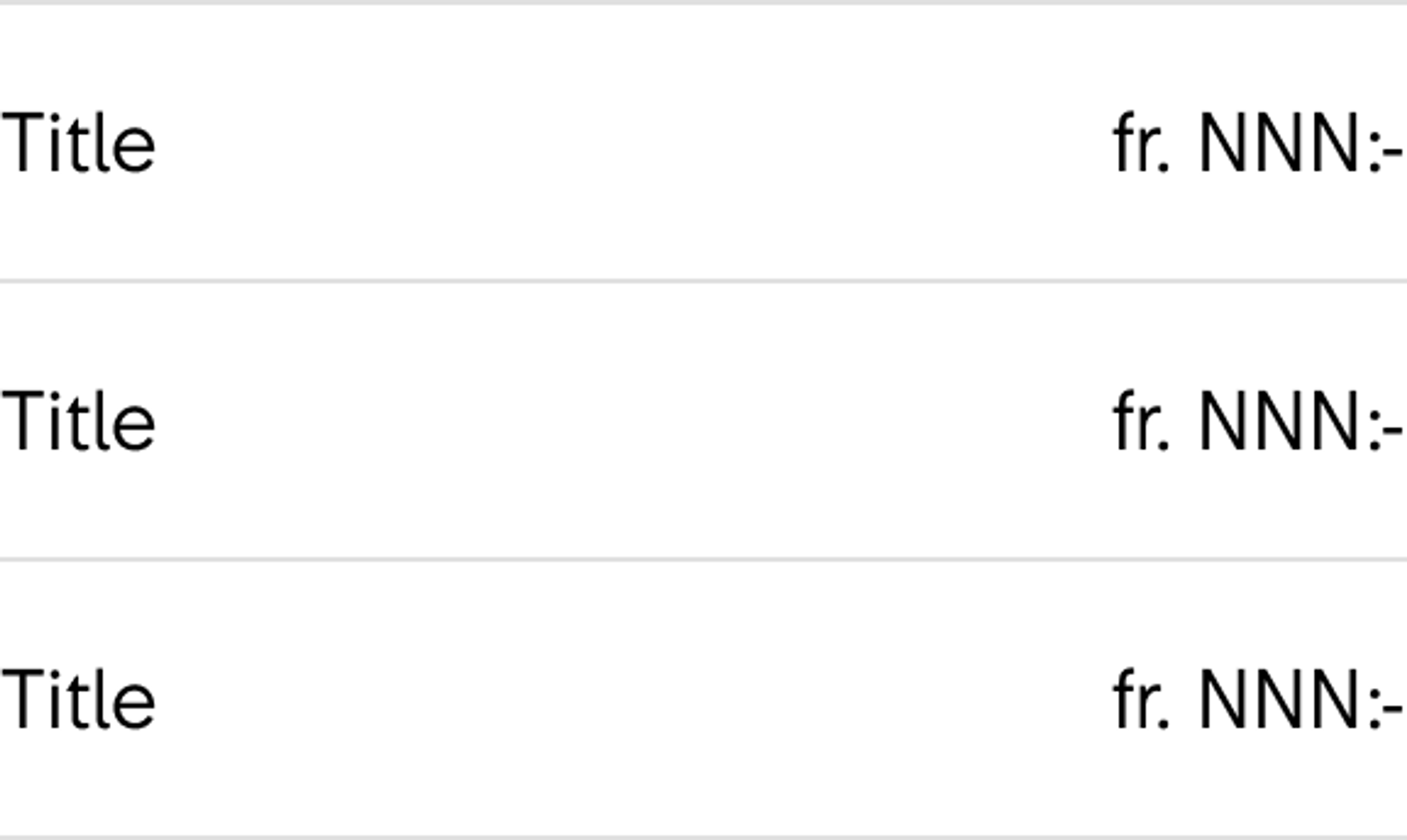 List with detail: Price Object