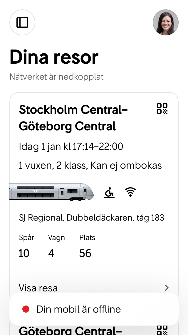 När enheten tappar kontakt med nätverket visar vi en snackbar i 6 sekunder