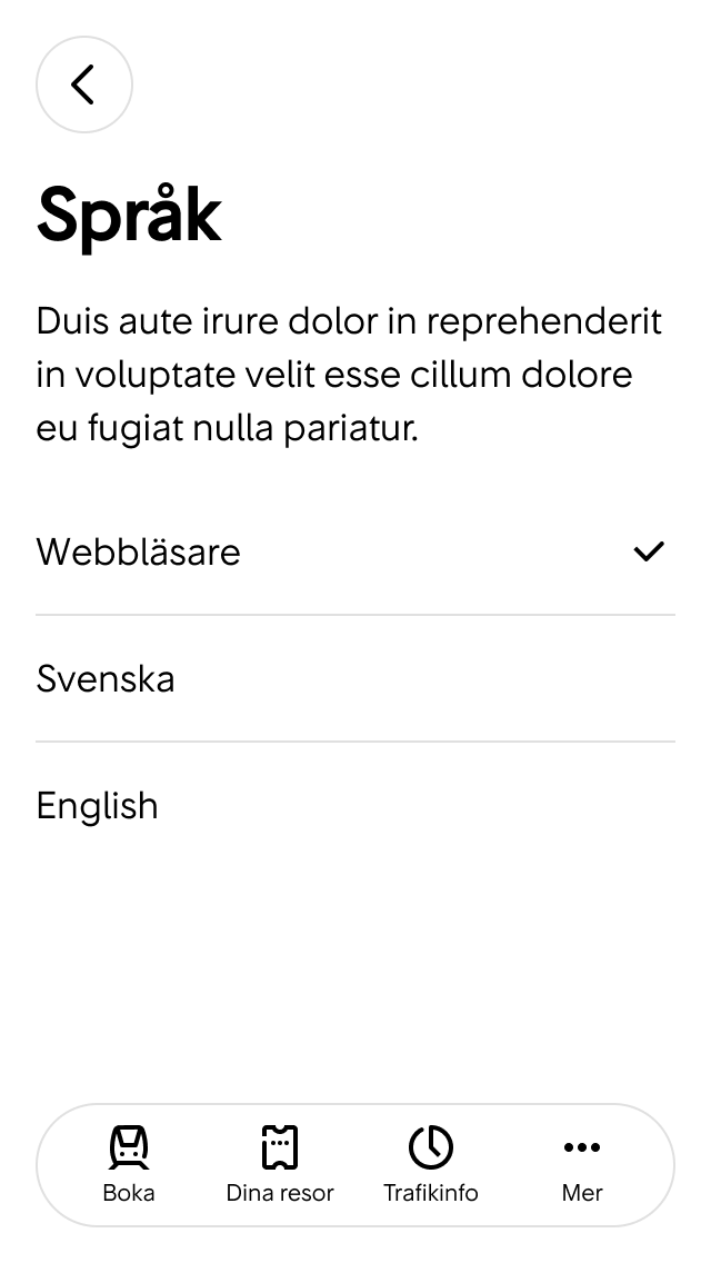 2. Här kan användaren ändra inställningar för språk.