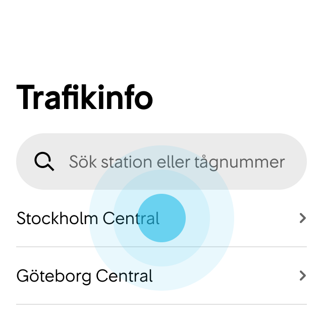1. Användaren trycker på Stockholm Central.
