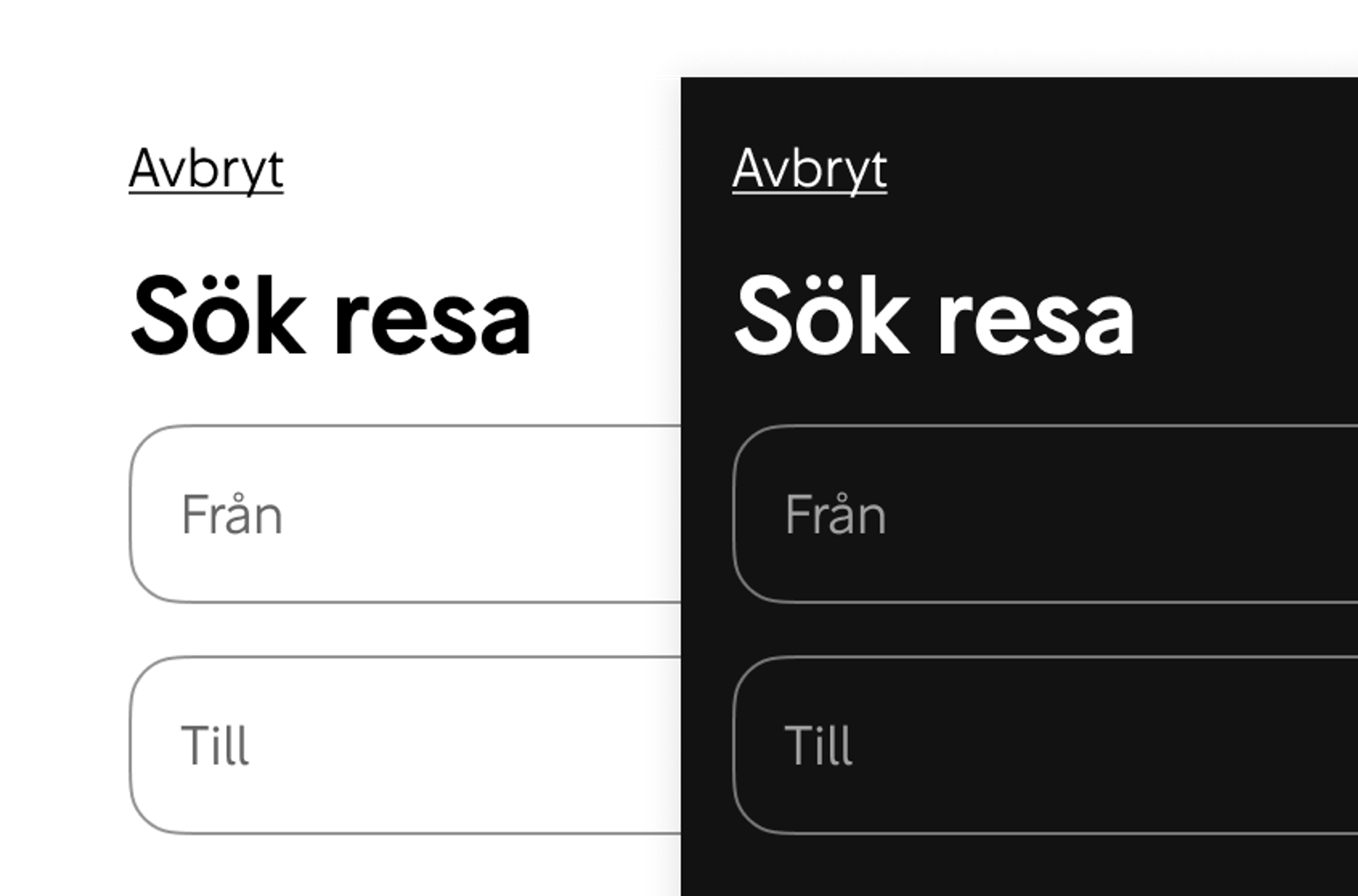 Alla komponenter har stöd för mörkt läge (prefers-color-scheme: dark).