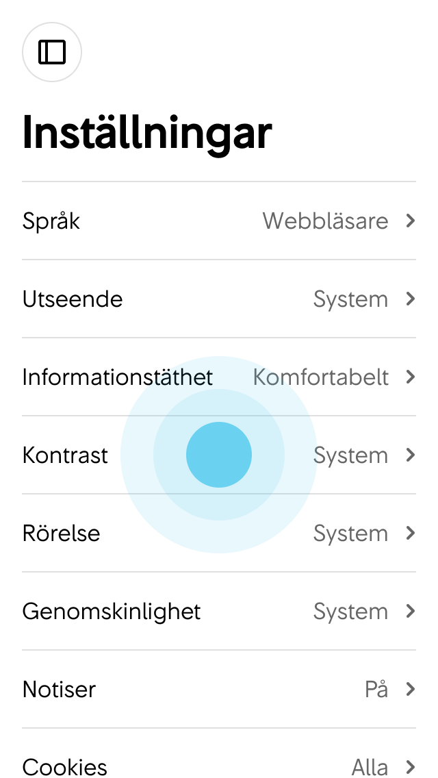 1. Användaren trycker på Kontrast.