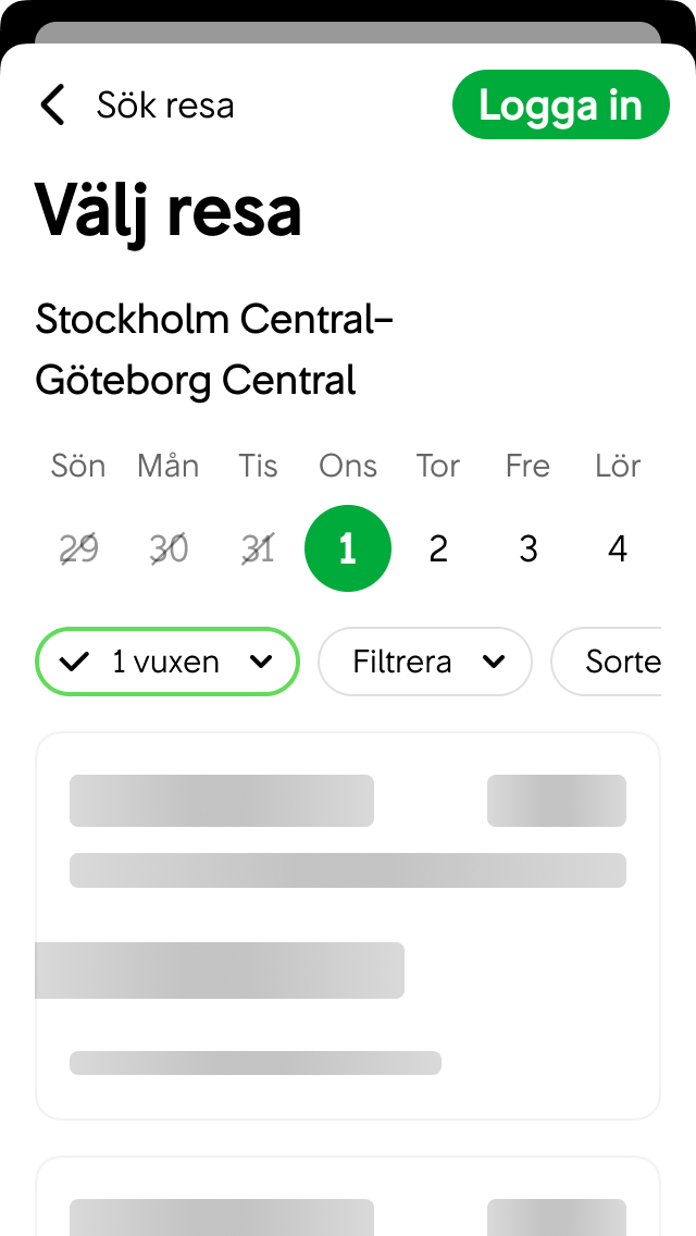 Vi visar animerade skelett när vi vet att innehållet inte tar så lång tid att hämta.