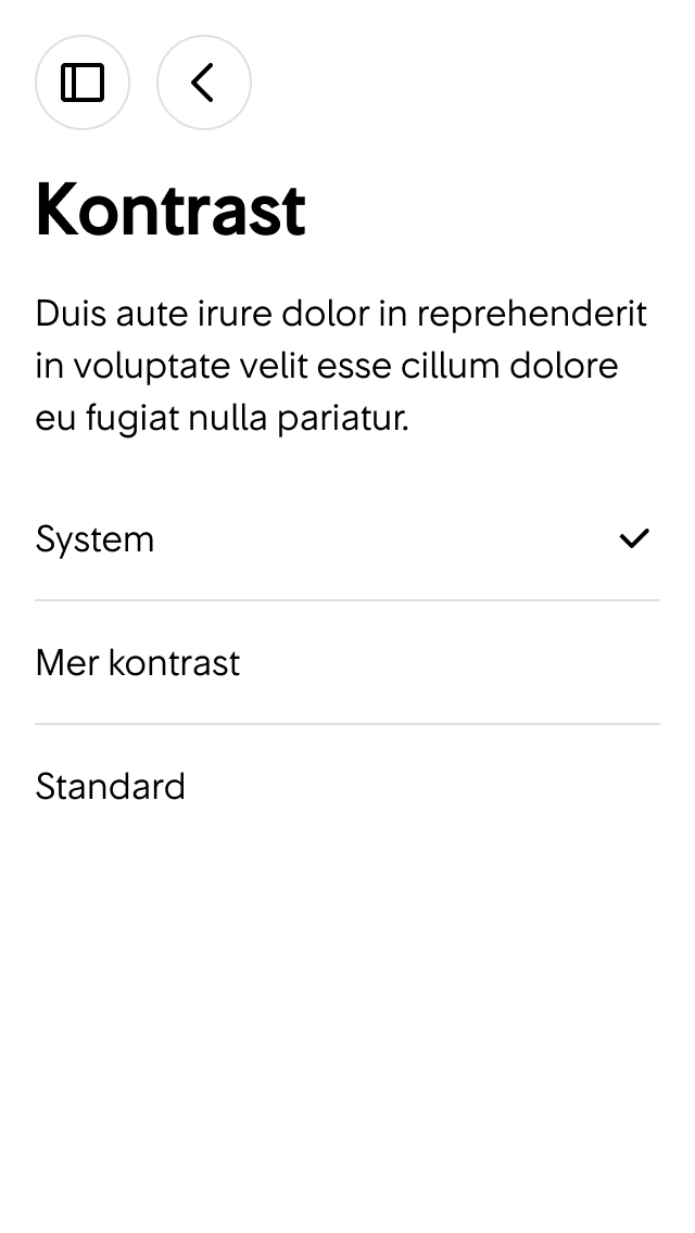 2. Här kan användaren ändra inställningar för kontrast.