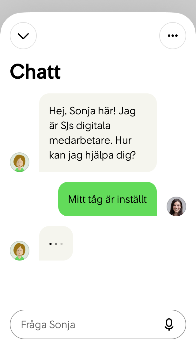 Exempel på chattbot och chatt