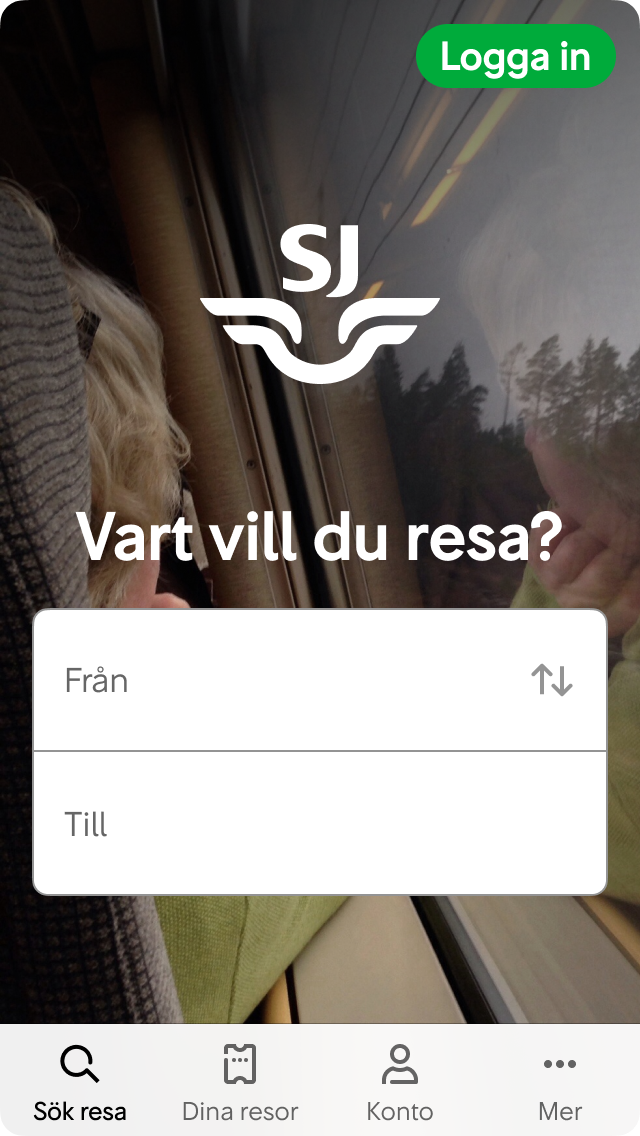 Använd en mix av SJs olika bildkategorier för startbild.