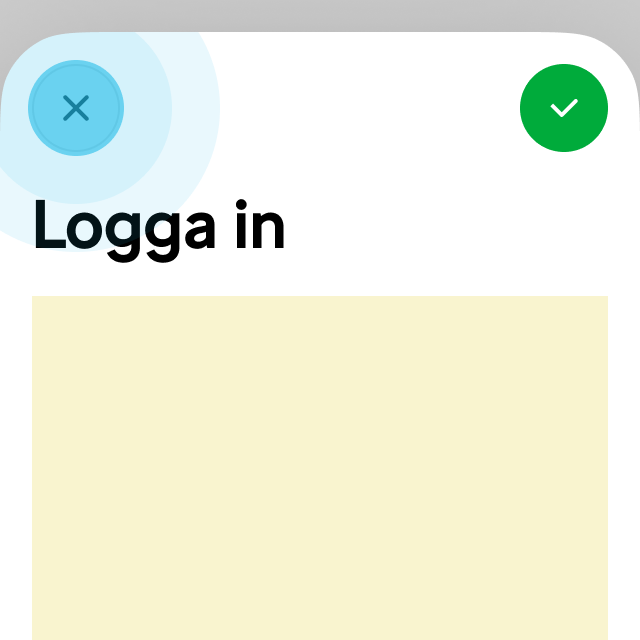 2. En modal öppnas. Användaren trycker på Stäng-knappen (X).