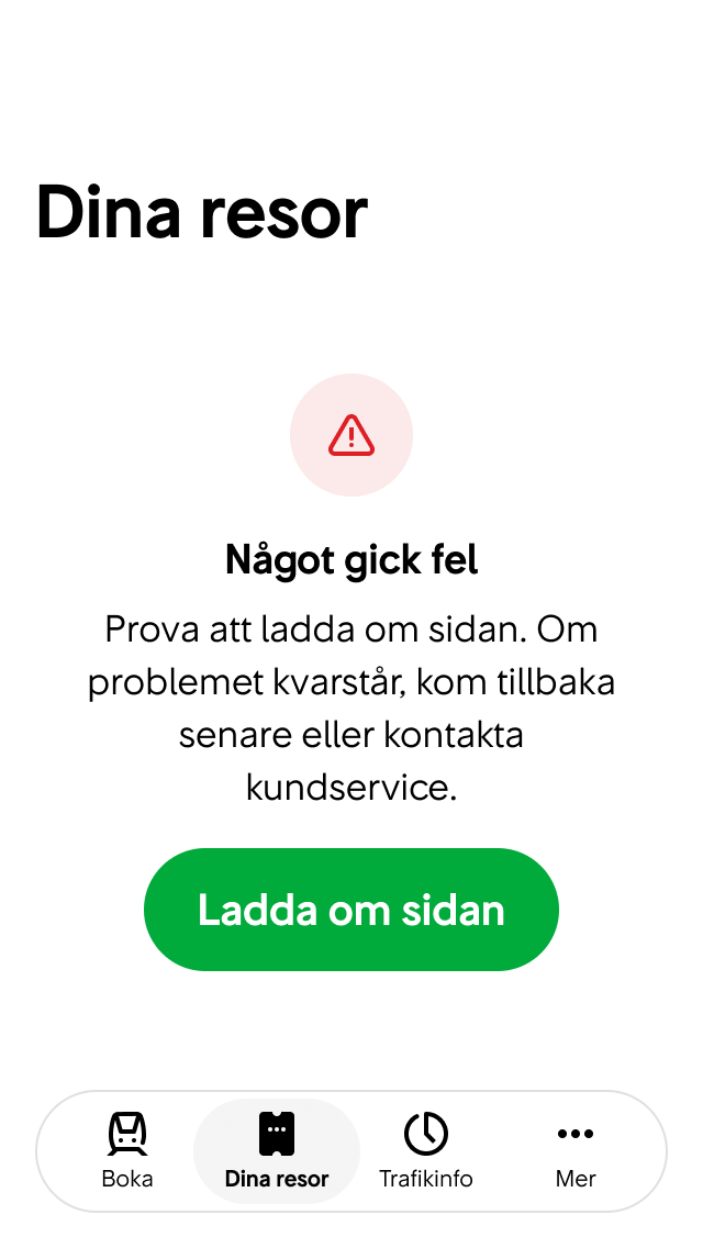 Sidan får inget svar från servern inom rimlig tid eller får ett trasigt svar.