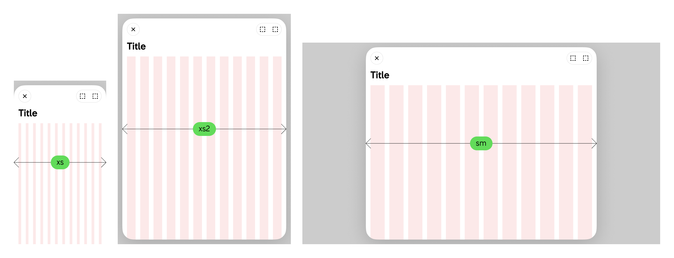 Container queries, exempel 1: Vi kan använda container queries för att få till rätt layout i modaler.
