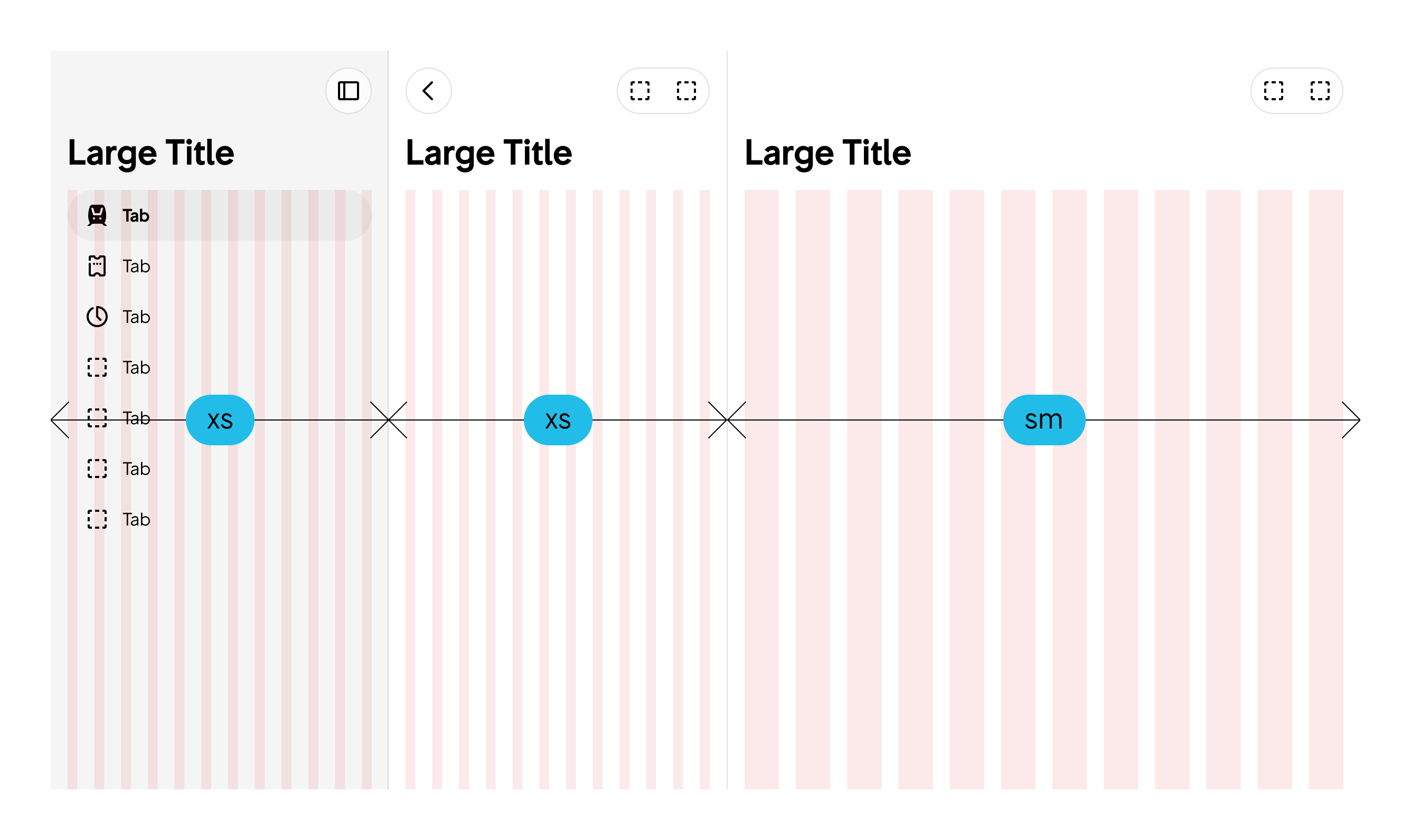 Container queries, exempel 2: Vi kan använda container queries för att få till rätt layout i angränsande ytor (panes).