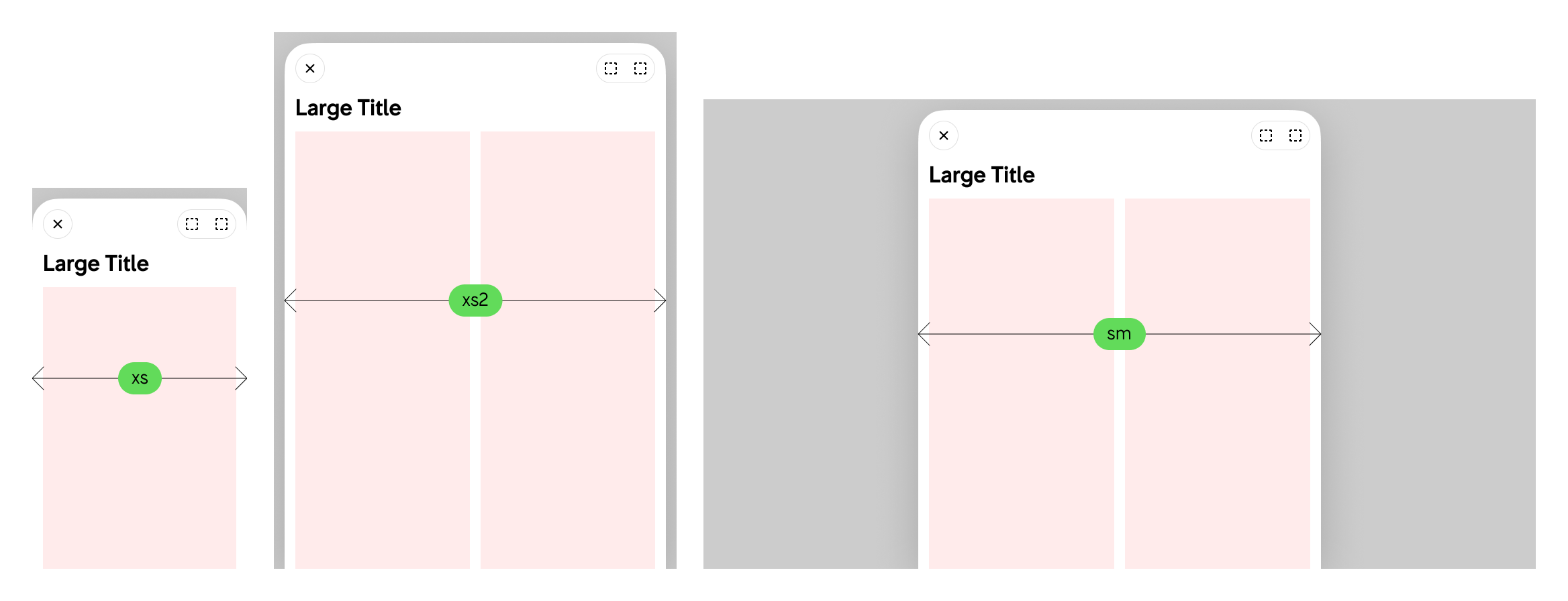 Container queries, exempel 1: Vi använder container queries för att få till rätt layout i modaler.