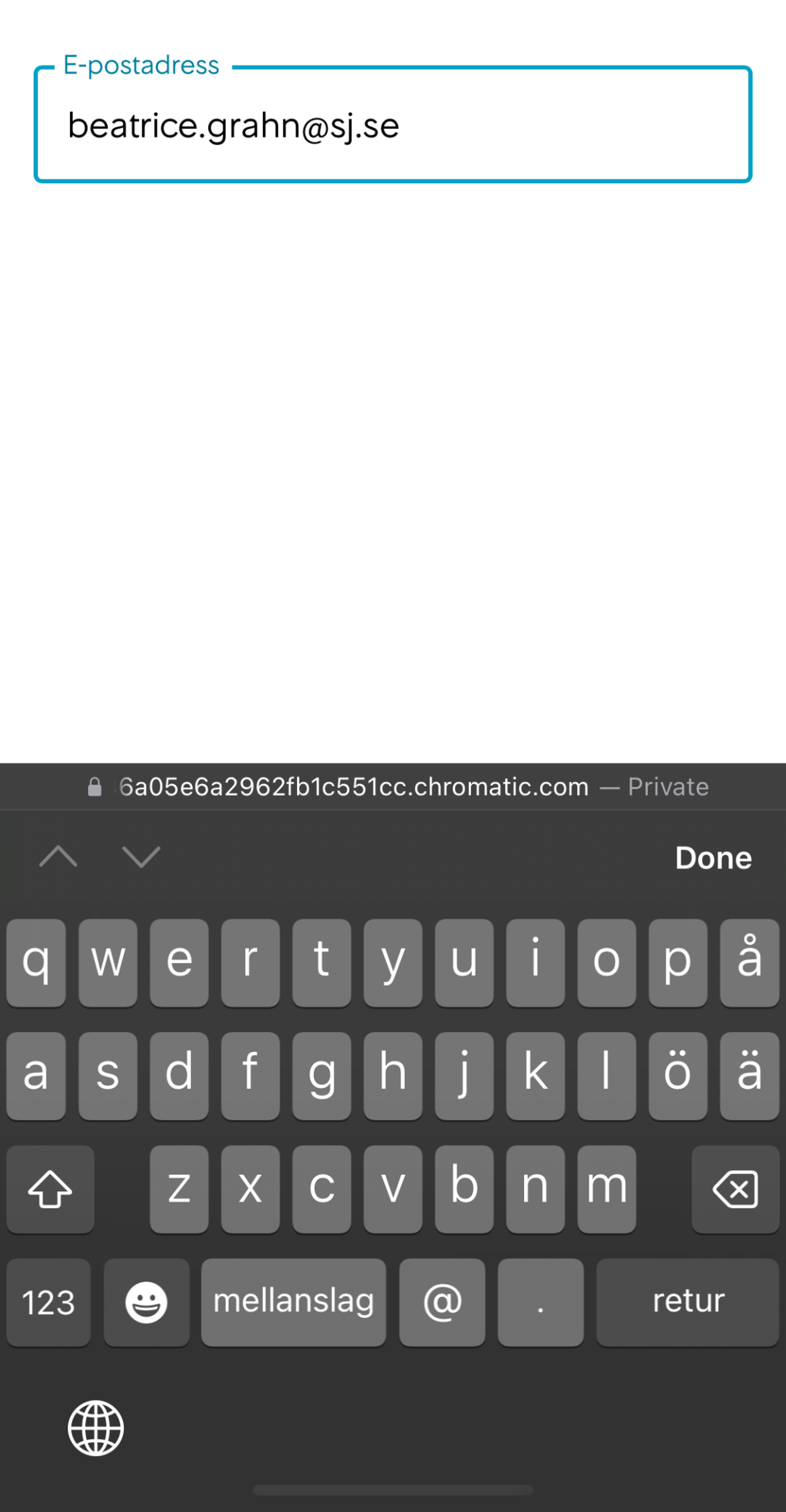 Text Field för inmatning av e-postaddress