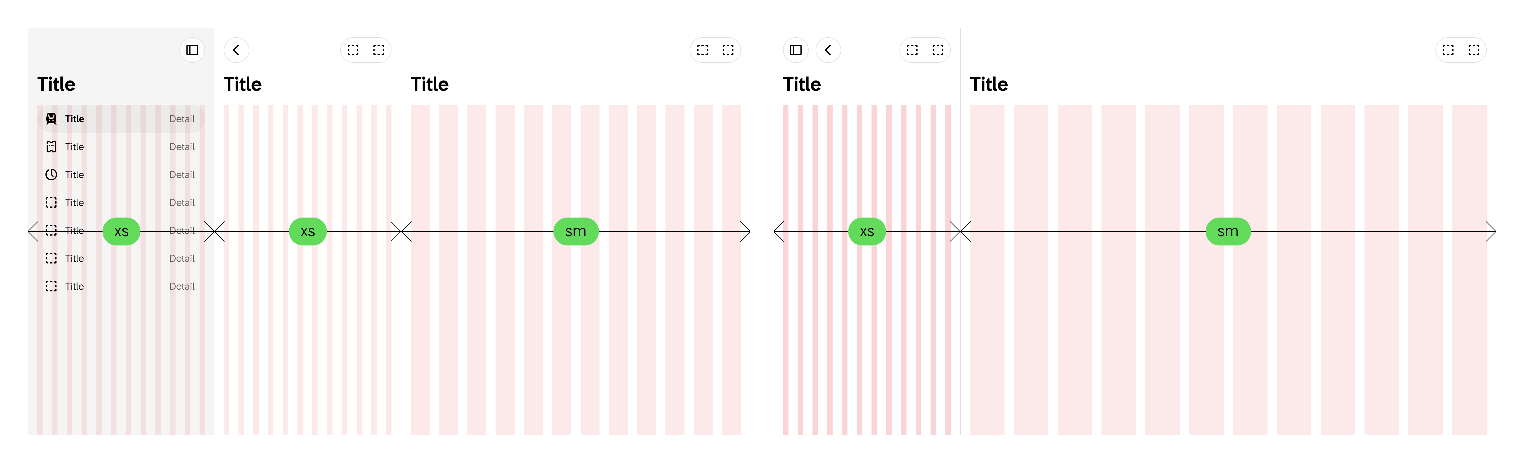 Container queries, exempel 2: Vi kan använda container queries för att få till rätt layout i angränsande ytor (panes).