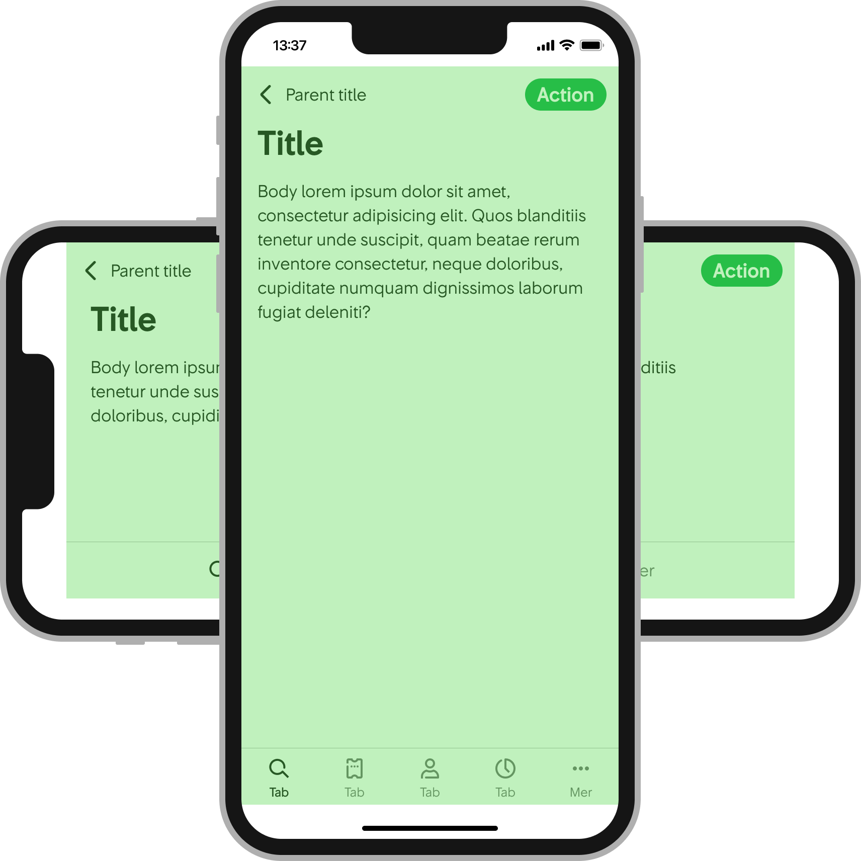 Ett säkert område (safe area) definierar området inom en vy som inte täcks av operativsystemets eller webbläsarens reglage.