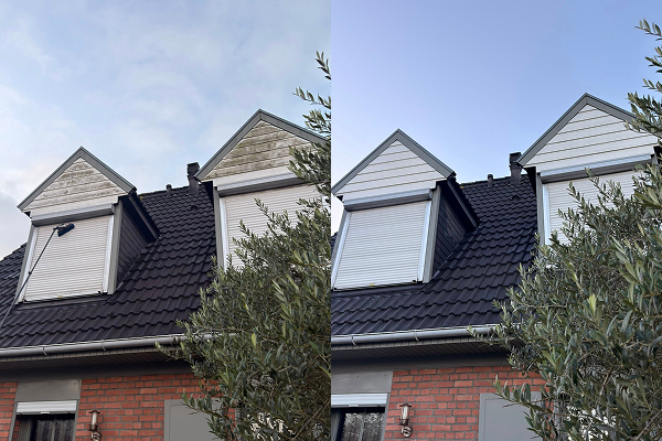 Résultat complet d'un nettoyage professionnel de volets et lucarnes par Paandawlv à Toufflers