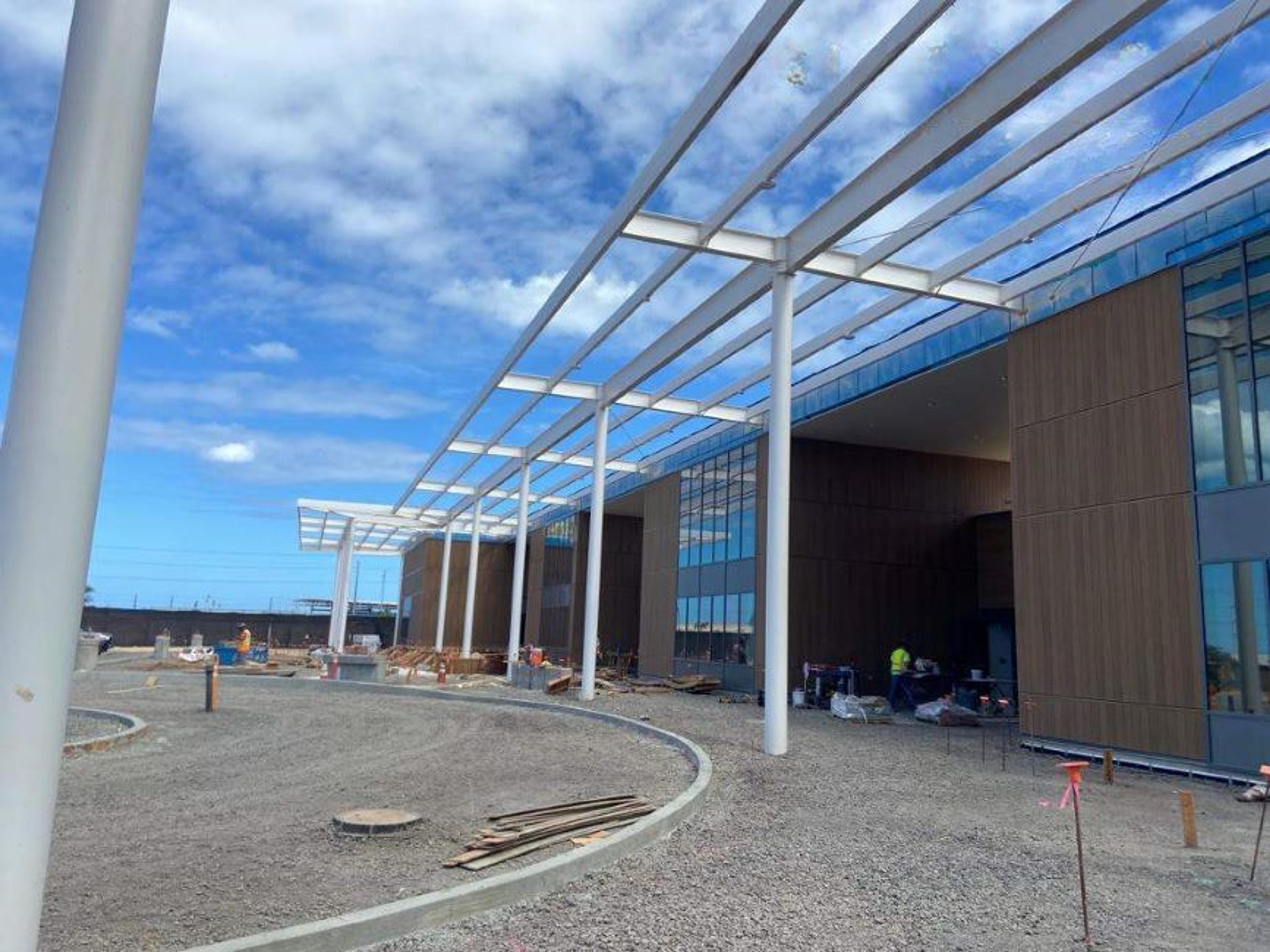 Curbs and gravel installed outside the Daniel K. Akaka VA Clinic. The clinic is approximately 85% complete.