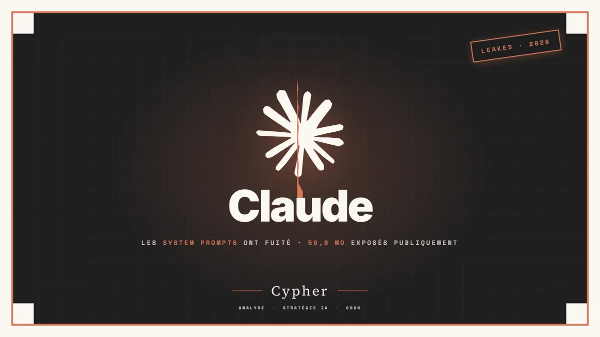 Logo Claude traversé par une déchirure coral avec un stamp LEAKED 2026