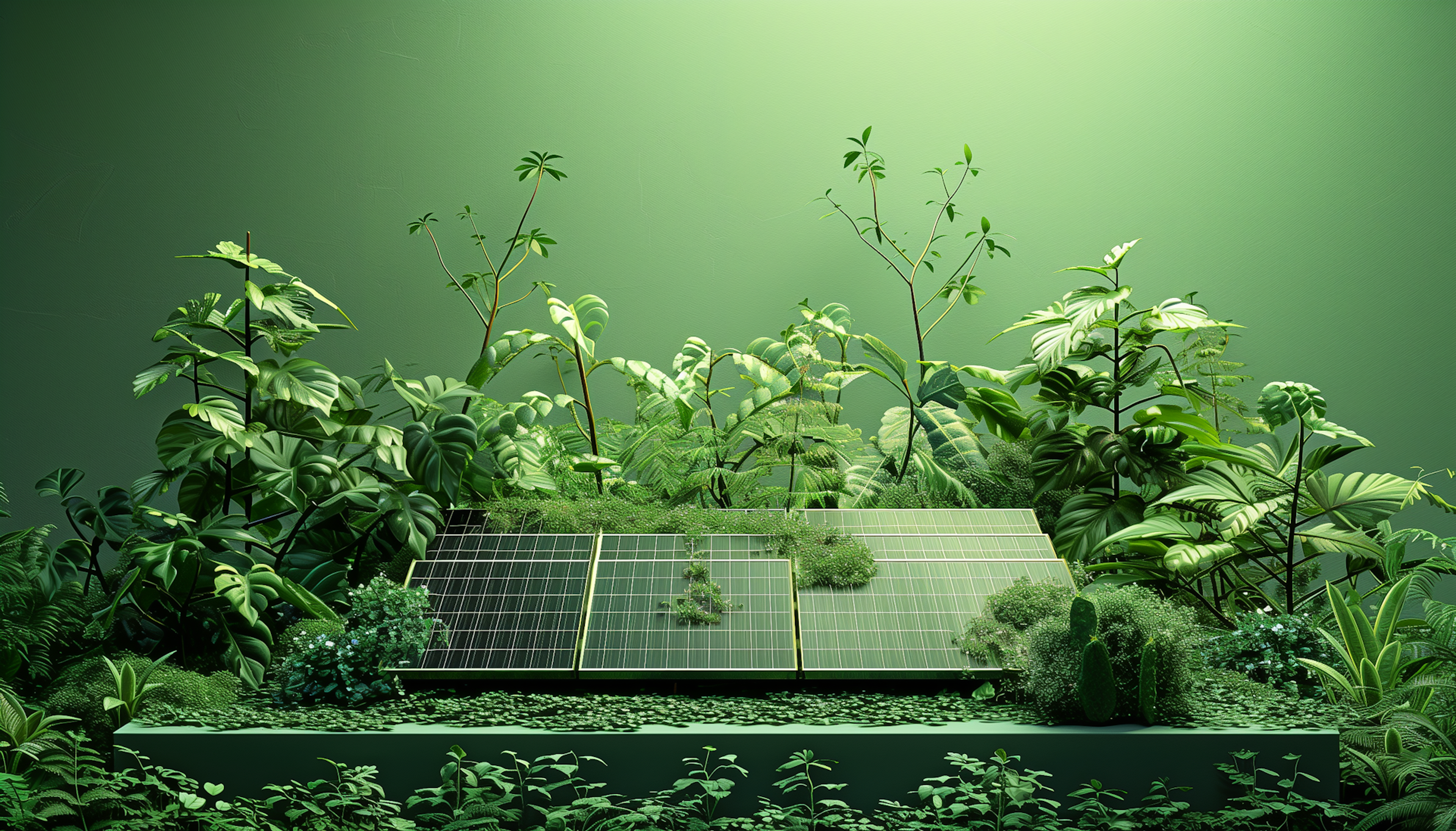Calm green landscape with plants