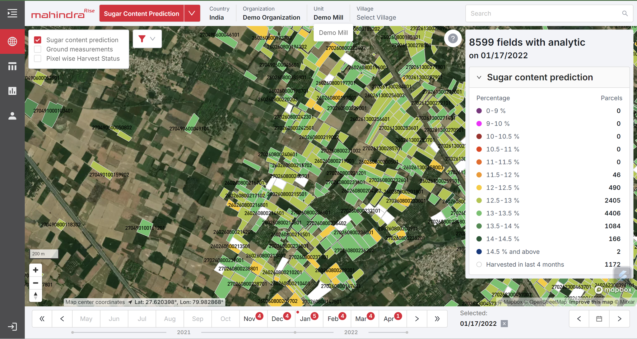 Mahindra’s sugar content prediction analysis tool.
