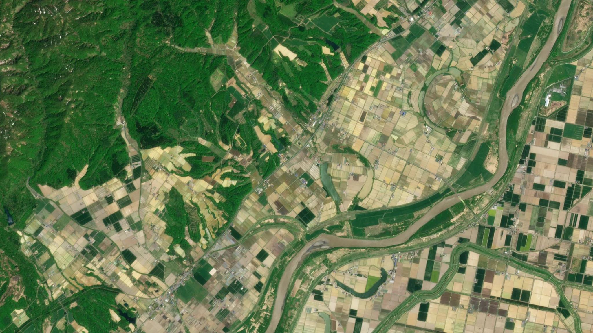 Sorachi Subprefecture in Hokkaido, Japan, taken on May 17, 2022 © Planet Labs PBC. All Rights Reserved.