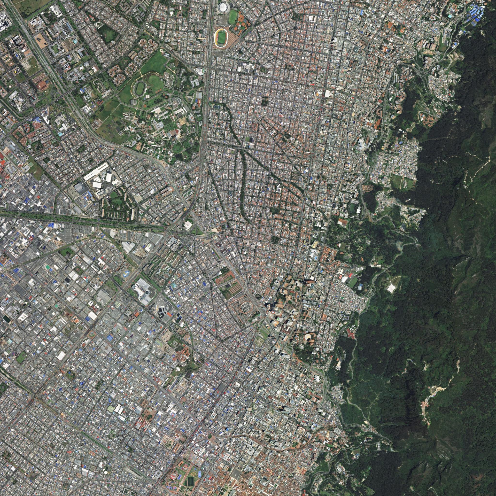 Planet satellite image of Bogotá, Colombia taken March 5, 2020. © 2020 Planet Labs PBC. All Rights Reserved.