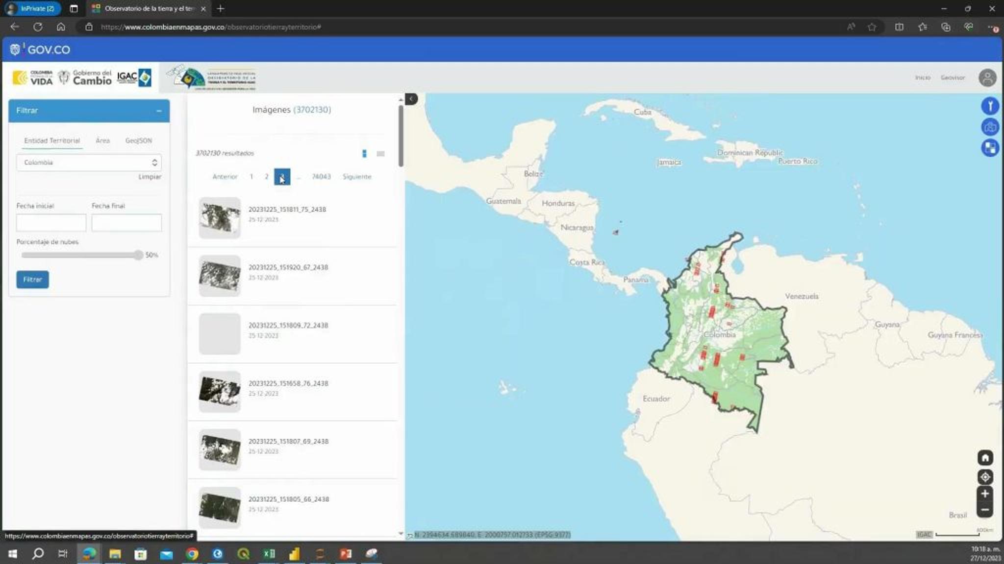 Fonte: Observatório da Terra e do Território, IGAC, Colômbia 2024