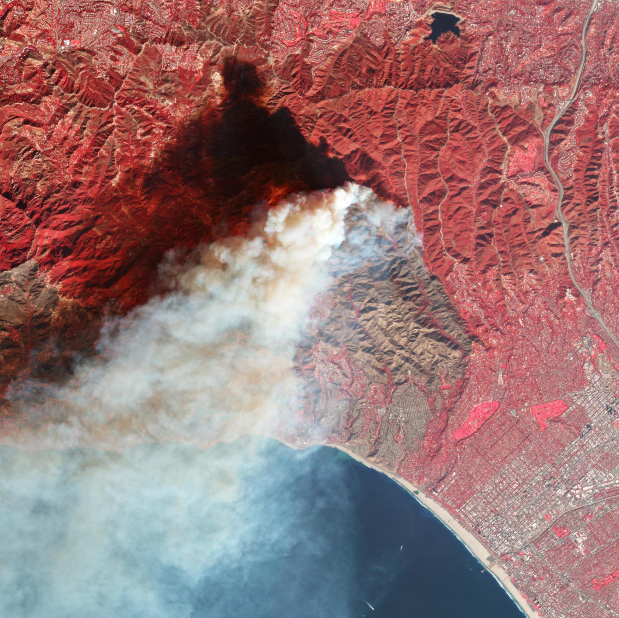 PlanetScope (false color) • Palisades Fire, Los Angeles, CA • January 9, 2025