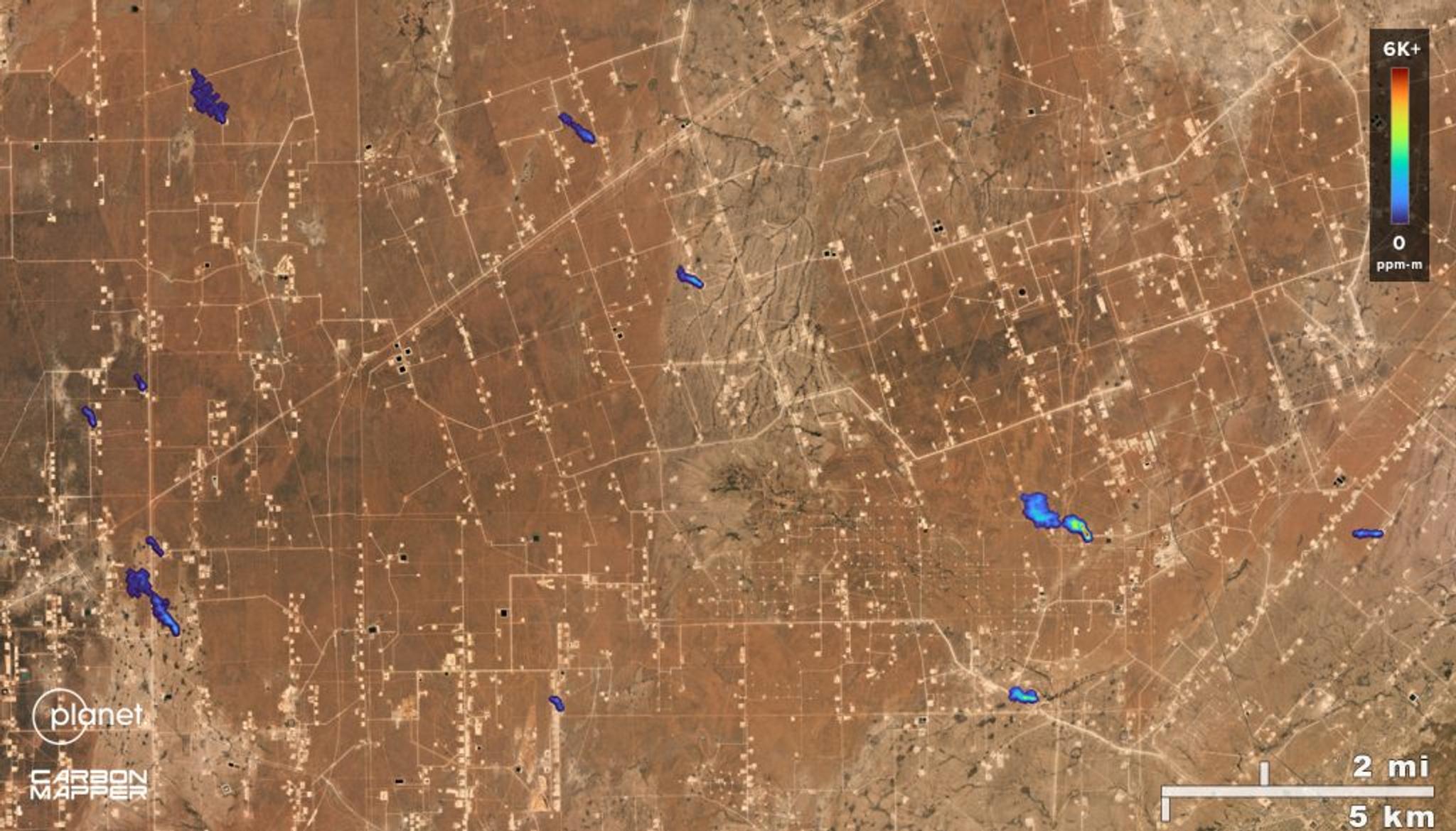 Methane plumes in the Permian Basin, Carbon Mapper & Planet Labs