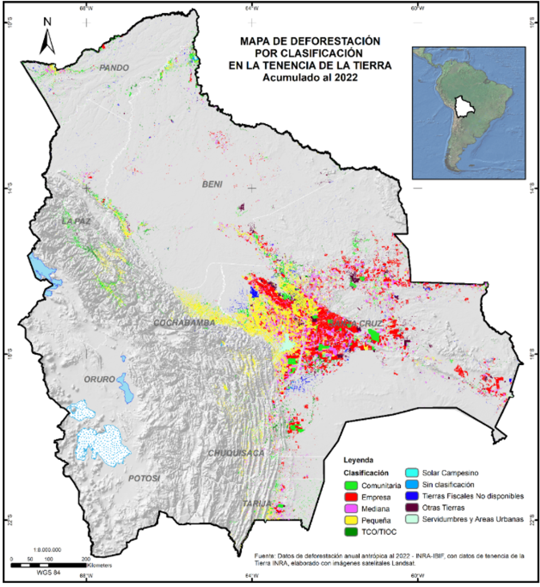 Source: Annual anthropogenic deforestation data as of 2022 - INRA-IBIF, with land tenure data from INRA.