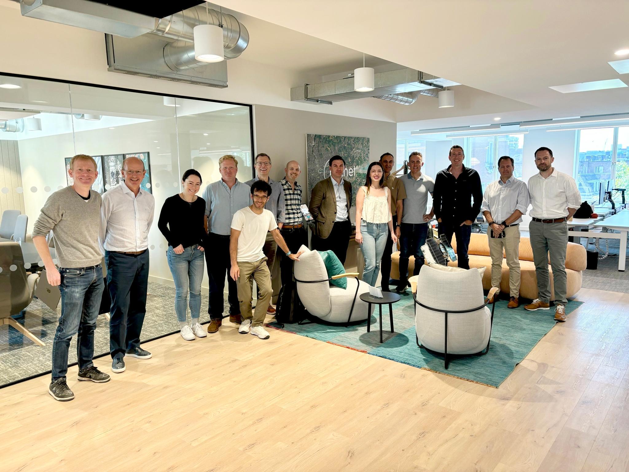 A group of UK-based Planeteers in the office with co-founder and CEO Will Marshall.