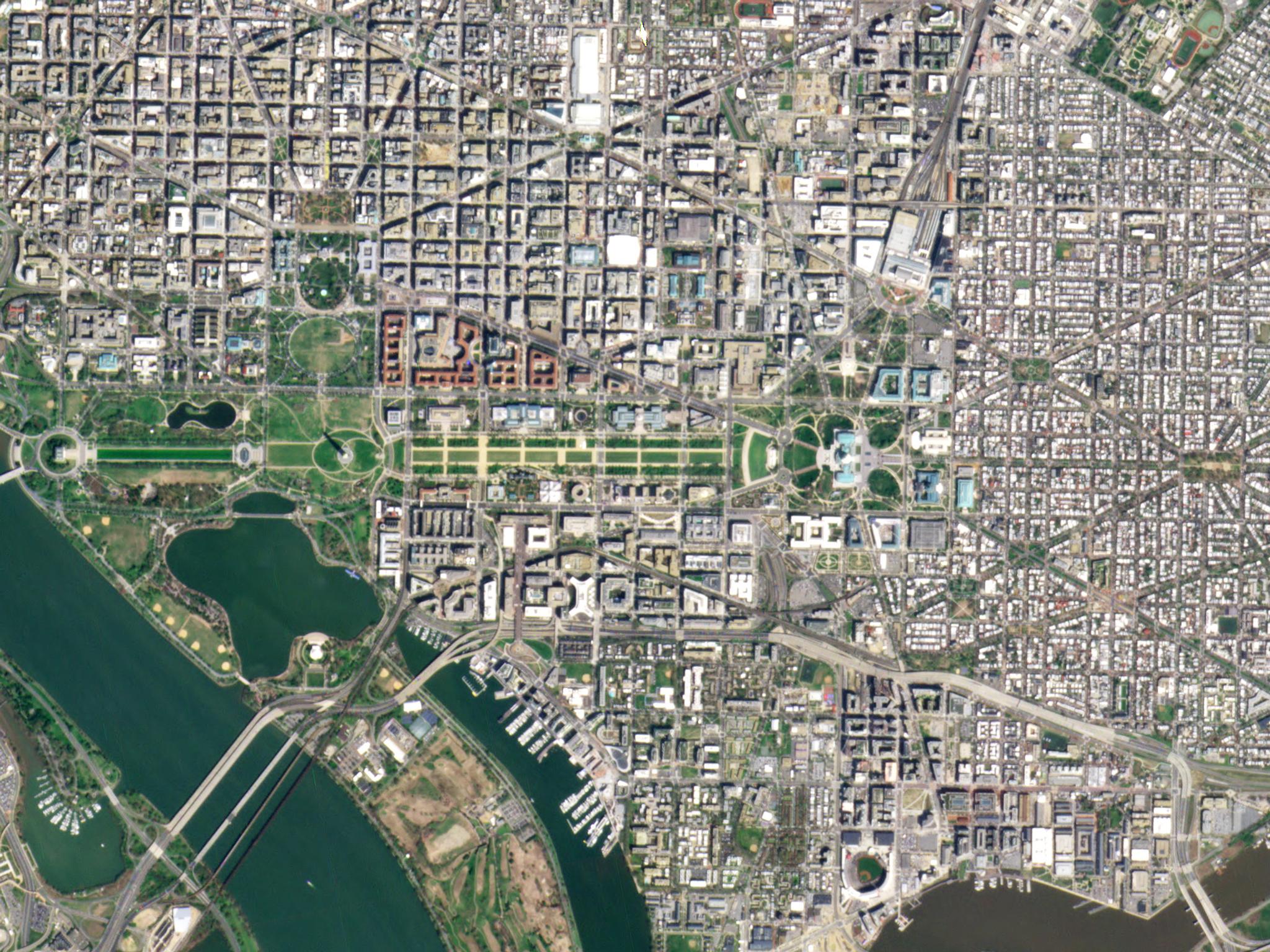 Planet image of Washington, D.C. taken April 5, 2021. © 2021, Planet Labs PBC. All Rights Reserved.