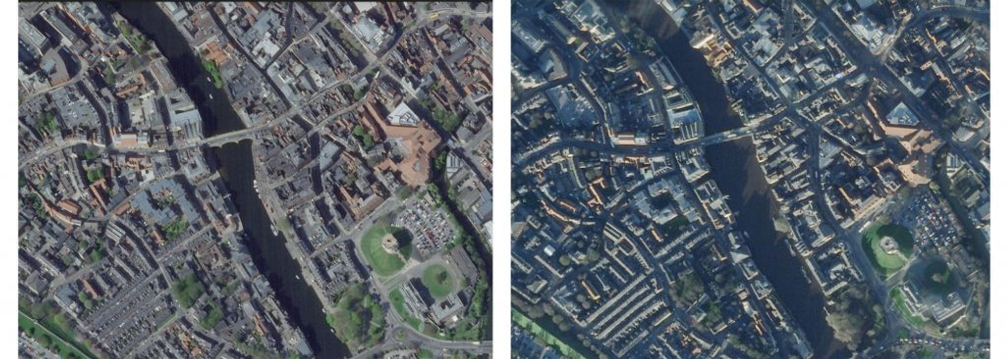 SkySat • City Centre, York, England • April 23, 2022 (left) and January 13, 2023 (right)