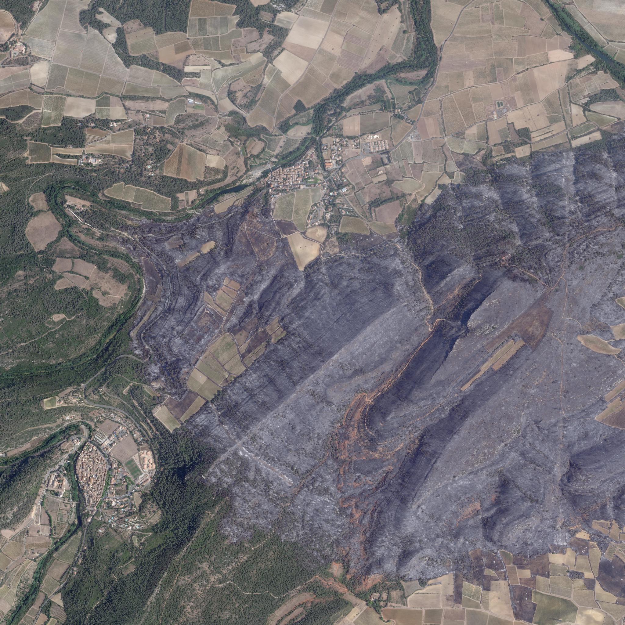 SkySat • Lagrasse Wildfires, Ribaute, France • August 7, 2025