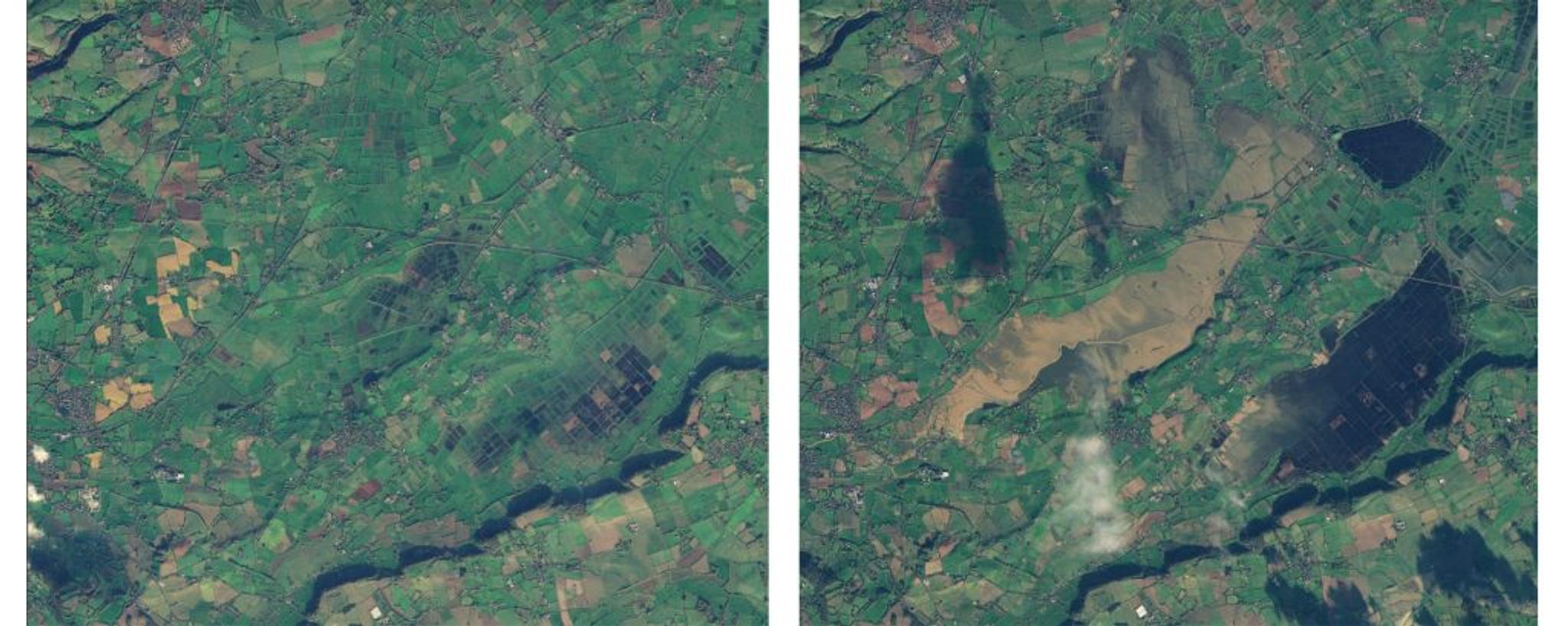 PlanetScope • Northmoor Green, Somerset, England • January 07 (left) and 16 (right), 2023