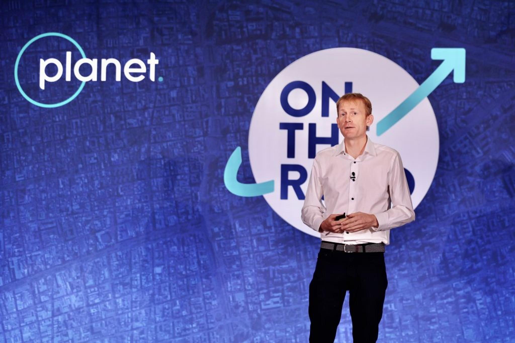 Planet CEO and Co-Founder Will Marshall giving his keynote presentation.